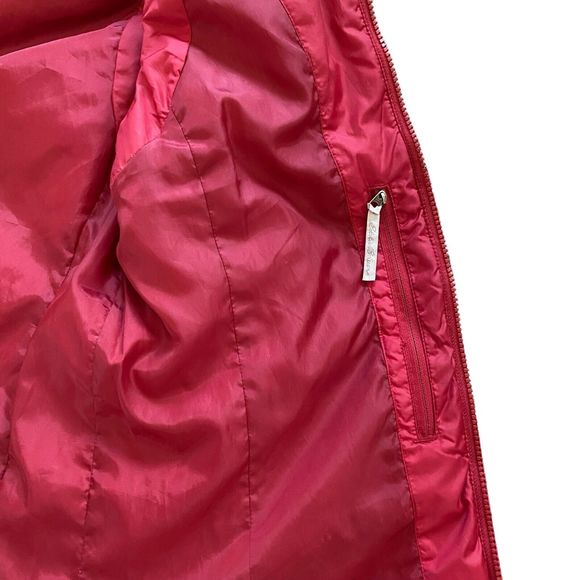 Eddie Bauer Puffer Vest Women's M Red Premium Goose Down Quilted Red Zip - Picture 6 of 8
